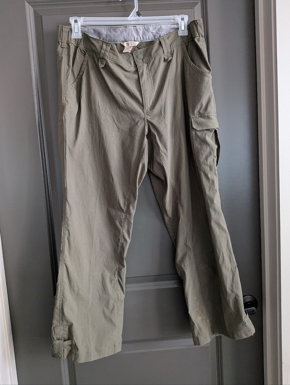 DULUTH TRADING CO WOMENS SZ 16X35 BEIGE CARGO PANTS CONVERTIBLE STRETCH PANTS